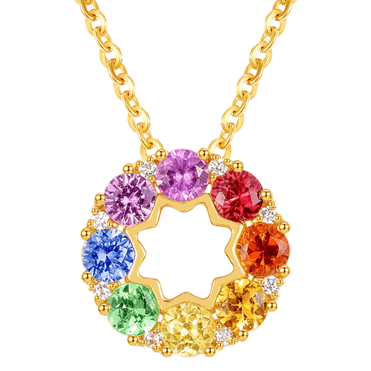 Rainbow color necklace saphire